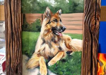 "Owczarek niemiecki" obraz ręcznie malowany 20x30cm