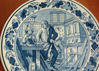 ''Stolarz" porcelanowy talerz Blue Delft