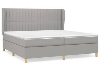 Łóżko kontynentalne z materacem jasnoszare tkanina 200x200 cm WM-3128709