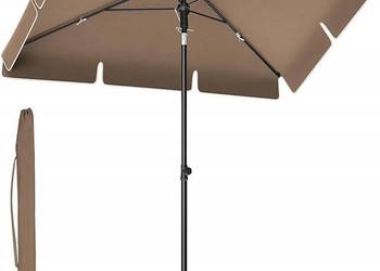 Parasol Plażowy 200cm Brązowy Prostokątny Ochrona UV Ogrodowy Przeciwsłonec