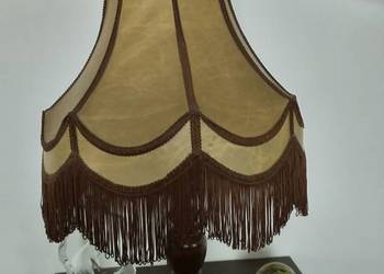 Lampa drewniana ze skórzanym abażurem