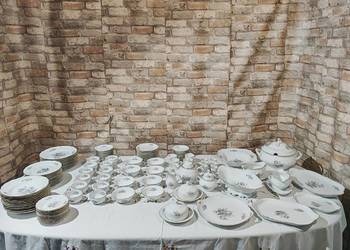 Rosenthal sanssouci Grey rose duży zestaw porcelany obiad kawa herbata