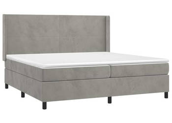 Łóżko kontynentalne z materacem i LED szare aksamit 200x200cm WM-3139463