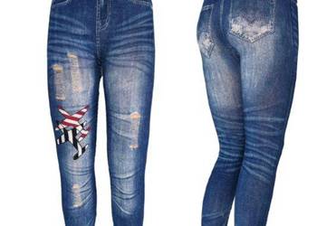 Legginsy imitacja jeansu z prawdziwymi dziurami