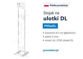 Biały stojak na ulotki DL, wolnostojący ekspozytor 8 komór P99wDL