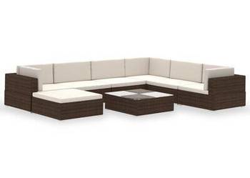 vidaXL 8-cz. zestaw wypoczynkowy do ogrodu, poduszki, rattan PE, (SKU41260)