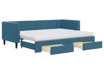 Sofa rozsuwana z szufladami niebieska aksamit 80x200 cm WM-3196755