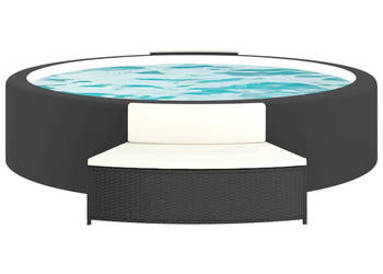 Ławki z poduszkami do spa 2 szt. czarne polirattan WM-362262