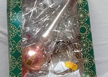 Szpic na choinkę zdobiony szklanym brokatem, 27 cm. West Germany.