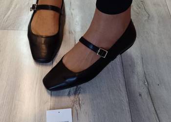 (40) ASOS Design/ Czarne baleriny wieczorowe z zapięciem z Londynu, NOWE