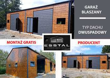 EE63 Garaż Blaszany Drewnopodobny - Garaże Blaszane - Wiaty - Hale - ESSTAL