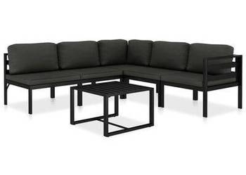 vidaXL 6-cz. zestaw wypoczynkowy, poduszki, aluminium, antracyt(sku49230)