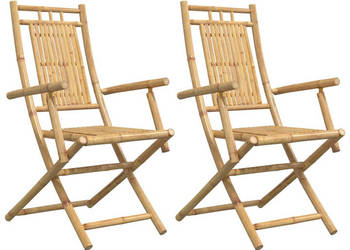 Składane krzesła ogrodowe 2 szt. 53x66x99 cm bambusowe WM-368038