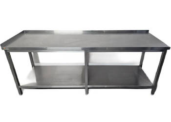 Stół gastronomiczny przyścienny DORA METAL z półką 220x70 cm