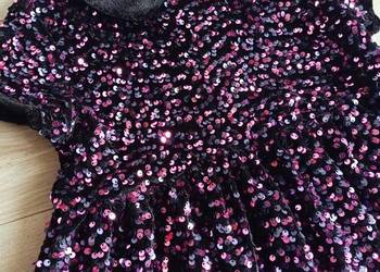 Sukienka dziewczęca czarno fioletowa w cekiny 122