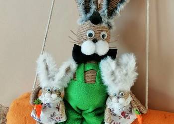 Zabawna dekoracja wielkanocna z zajączkami na drzwi, ścianę pokój dziecięcy