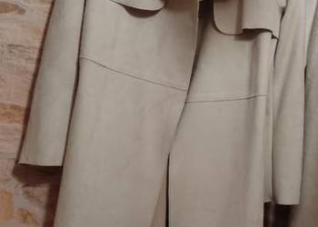 (34/XS) H&M/Dłuższy, zamszpodobny płaszcz z paskiem z Wiednia, NOWY
