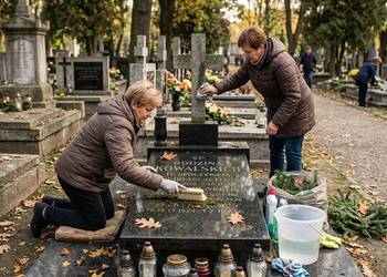 Posprzątanie grobu po pobrzebie, ceremonii pogrzebowej, Cmentarz Wrocław