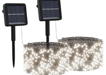 Solarne lampki dekoracyjne 2 szt. 2x200 LED zimne białe WM-328948
