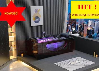 Czarna wanna z hydromasażem BCX-602 prostokątna 180cmx90cmx66cm DYSZE OBROT