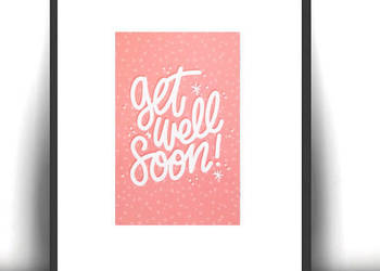 napisy plakat 21x30, mały plakat na ścianę get well soon pla