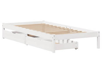 Rama łóżka bez materaca biała lite drewno sosnowe 90x200 cm WM-3301431