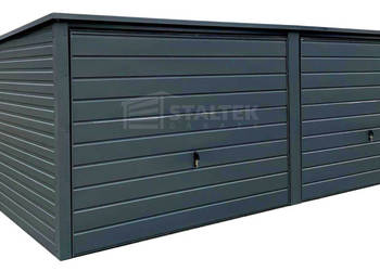 Garaż blaszany 6x6m - Brama uchylna - Antracyt Dach spad w tył ST178