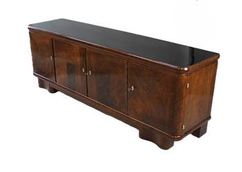 Niska  komoda art - deco pod telewizor/ RTV / głęboka czerń antyk / Design