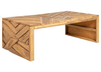 Stolik kawowy zerodowane lite drewno tekowe 110x35x38 cm WM-326174