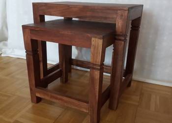 komplet stolików kawowych z drewna egzotycznego
