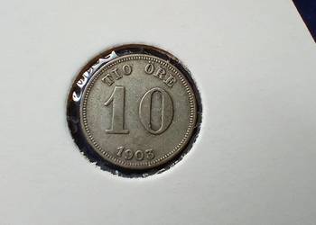 Stare monety 10 ore 1903 Szwecja srebro