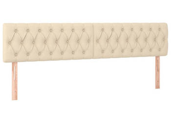 Zagłówek do łóżka z LED kremowy 200x7x78/88 cm tkanina WM-3121975