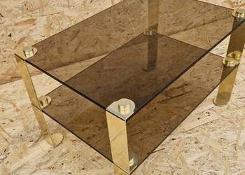 ława stół Stolik szklany z półka złoty złote nóżki szafka regał witryna