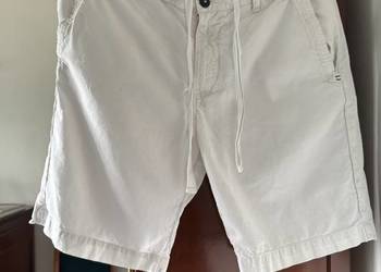 Spodenki męskie Zara 32/32 eur 42/s/M białe len z bawełną