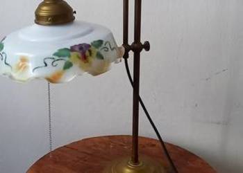 Mosiężna lampka z ruchomym ramieniem, ładny klosz. Wysyłka