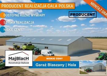 A173-Duży Ocynkowany Dwuspadowy  Garaż Blaszany - Magazyn Hala - Maj-Blach