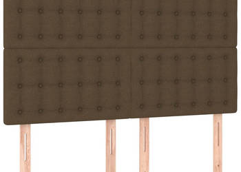 Zagłówek do łóżka z LED ciemnobrązowy 144x5x118/128 cm tkanina WM-3122859