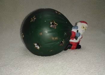 Ceramiczny lampion mikołaj z workiem prezentów