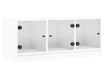 Szafka TV ze szklanymi drzwiami biała 102x37x42 cm WM-836406