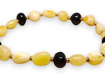 Bransoletka z bursztynu, BURSZTYN bałtycki mleko, wiśnia, poler #905