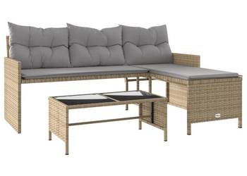 vidaXL Narożnik z poduszkami i stolikiem, rattan PE(SKU:365576)