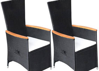 Rozkładane krzesła ogrodowe 2 szt. poduszki rattan PE czarne WM-47683
