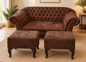 Sofa Chesterfield + pufy