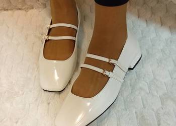 (40) River Island) Ekskluzywne, białe baleriny wieczorowe z Londynu, NOWE