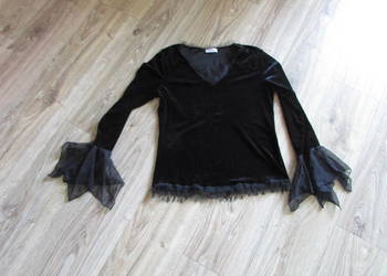 bluzka wizytowa elegancka welur zamsz tiul rozm 38/40 M/L