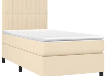 Łóżko kontynentalne z materacem kremowe tkanina 90x200 cm WM-3135010