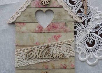 Panel ścienny, domek z serduszkiem, zawieszka, dekoracja