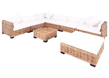 vidaXL Zestaw wypoczynkowy, 27 elementów, naturalny rattan(SKU:244623)