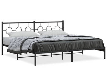 Łóżko Metalowe Czarne Rama Łóżka Ze Stelażem 200x200 cm WM-376233
