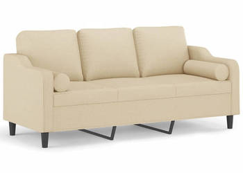3-osobowa sofa z poduszkami kremowa 180 cm tkanina WM-3200855